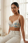 Zivame Floral Grace Padded Wired 3/4th Coverage Lace Bra - White Base With Blue Flower — thumbnail 4